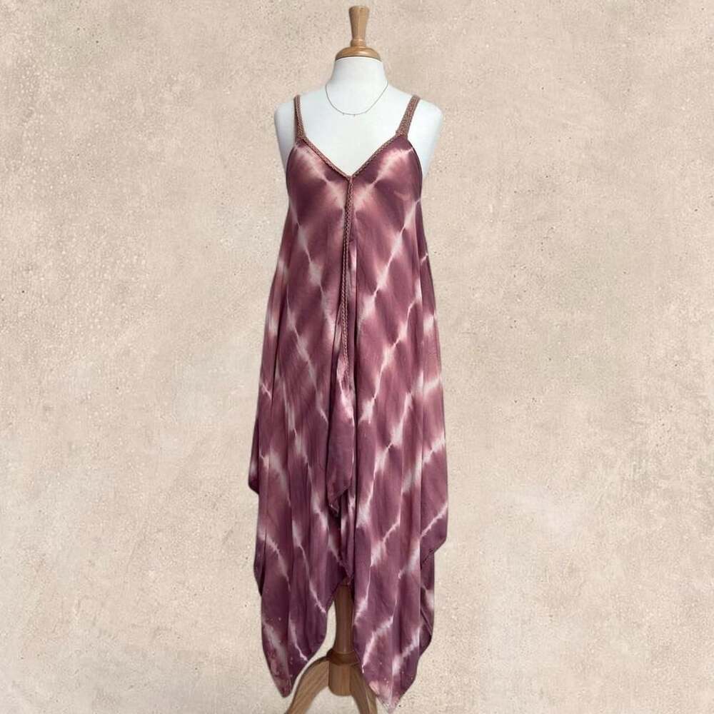 Spoon Jeans Tie Dye Handkerchief Midi Dress Size L Boho Fairycore